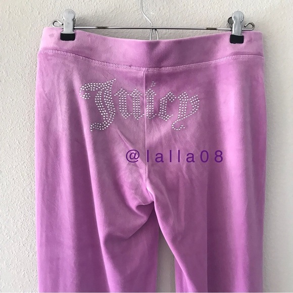 JUICY COUTURE Velour OG Bling Tracksuit Hoodie & Pant Set Violet Pink Small - Picture 4 of 15